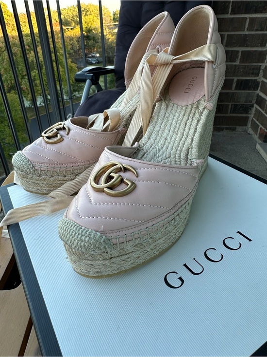 Gucci Shoes - Gucci Charlotte GG Platform Espadrille Wedges – Size 40